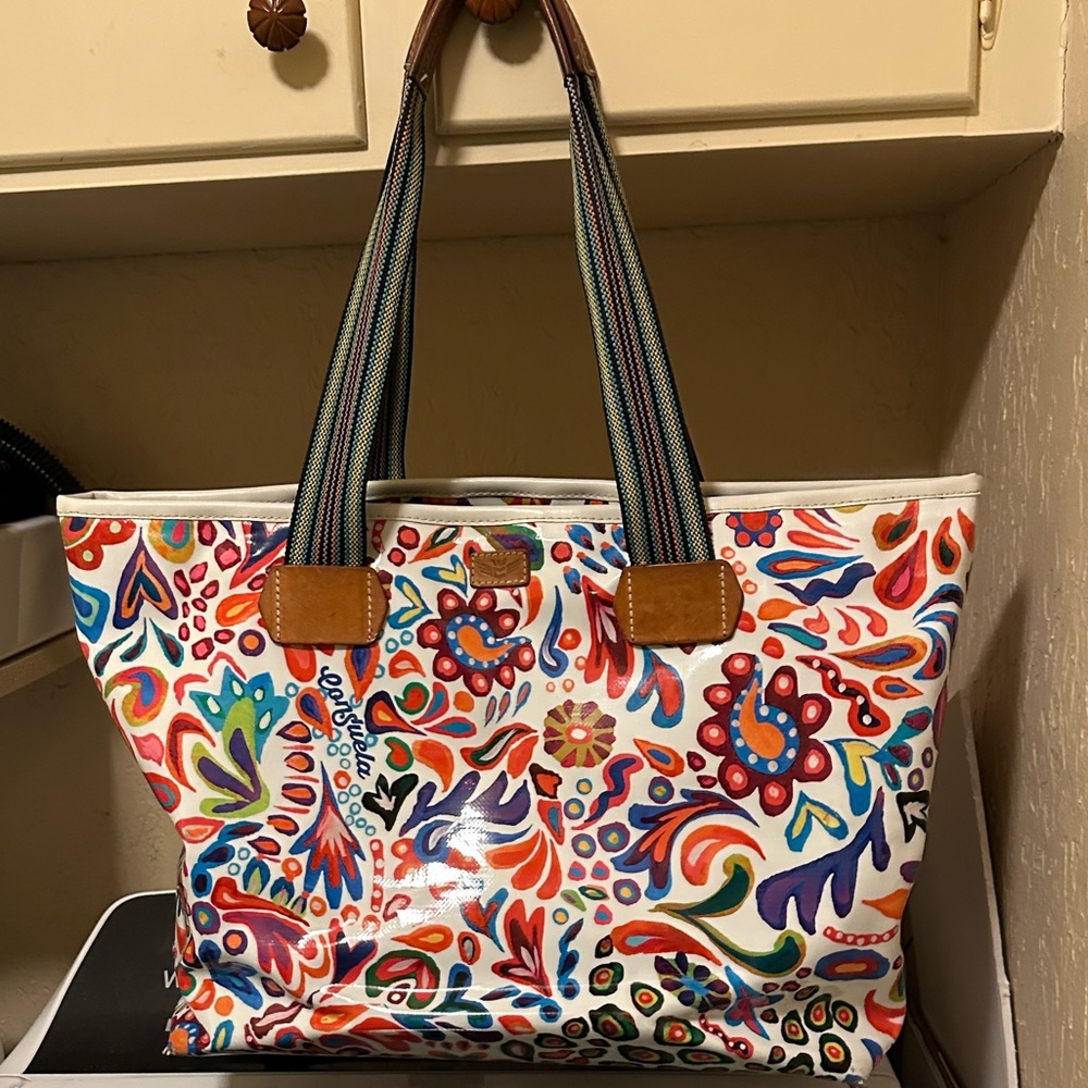 Consuela large zippered tote.Multicolor Floral. Great Tennis Bag !